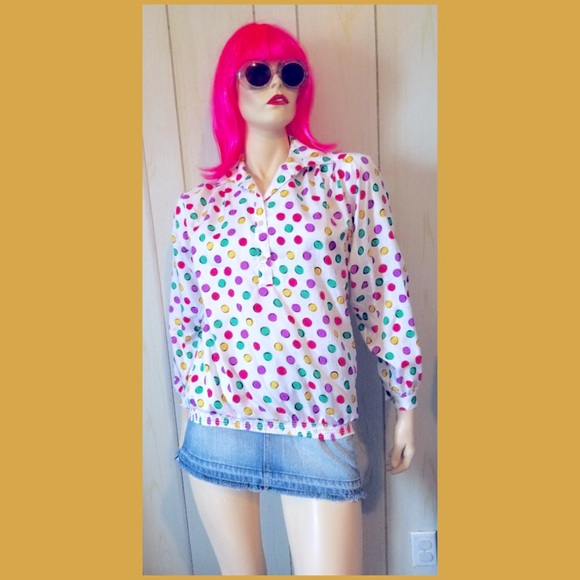 Vintage 80s Funky Geometric Print Pop Art Sporty Top - Picture 6 of 6
